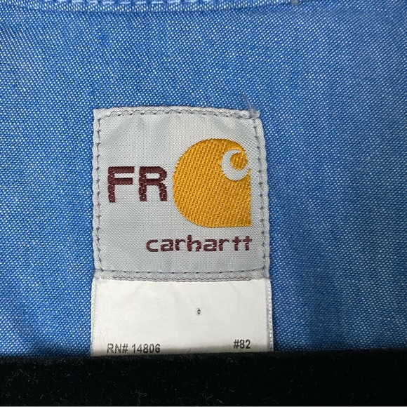 Carhartt Flame Resistance Shirt Sz 2X Blue Chambray Long Sleeve Pockets FRS191 - Picture 8 of 10